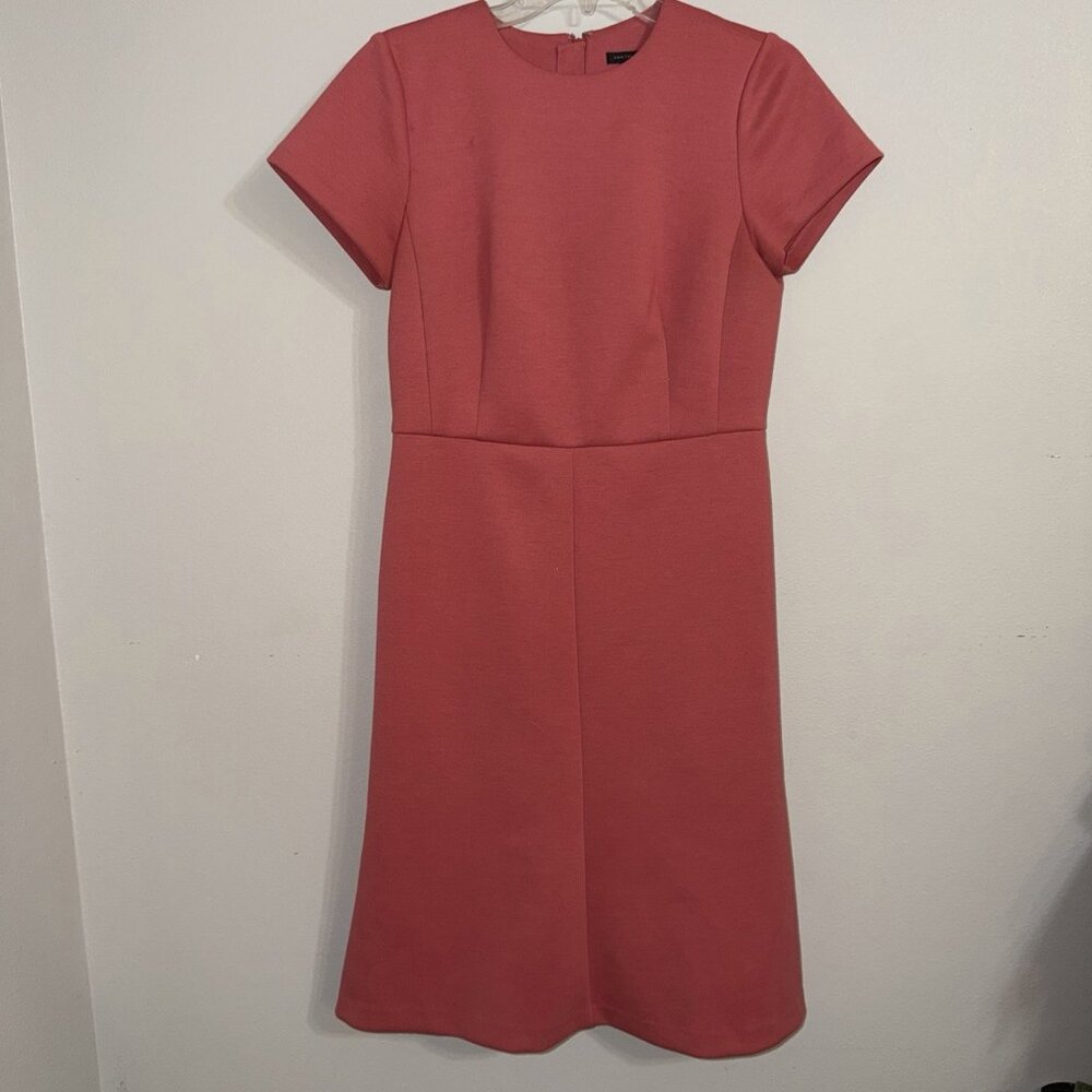Ann Taylor Coral-Pink Short Sleeve A-Line Dress